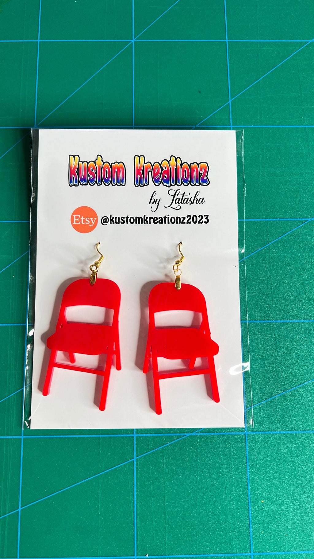 Folding Chair Acrylic Earrings for Alabama Montgomery Brawl 2023 - image 8