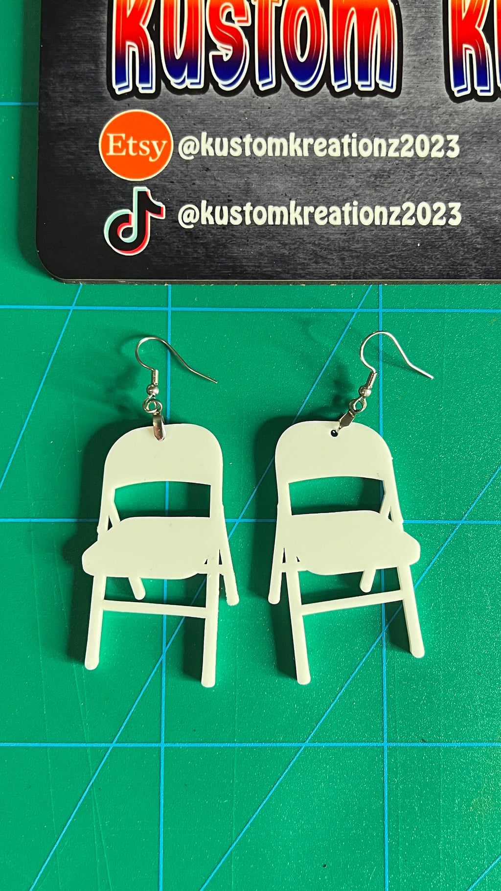 Folding Chair Acrylic Earrings for Alabama Montgomery Brawl 2023 - image 2