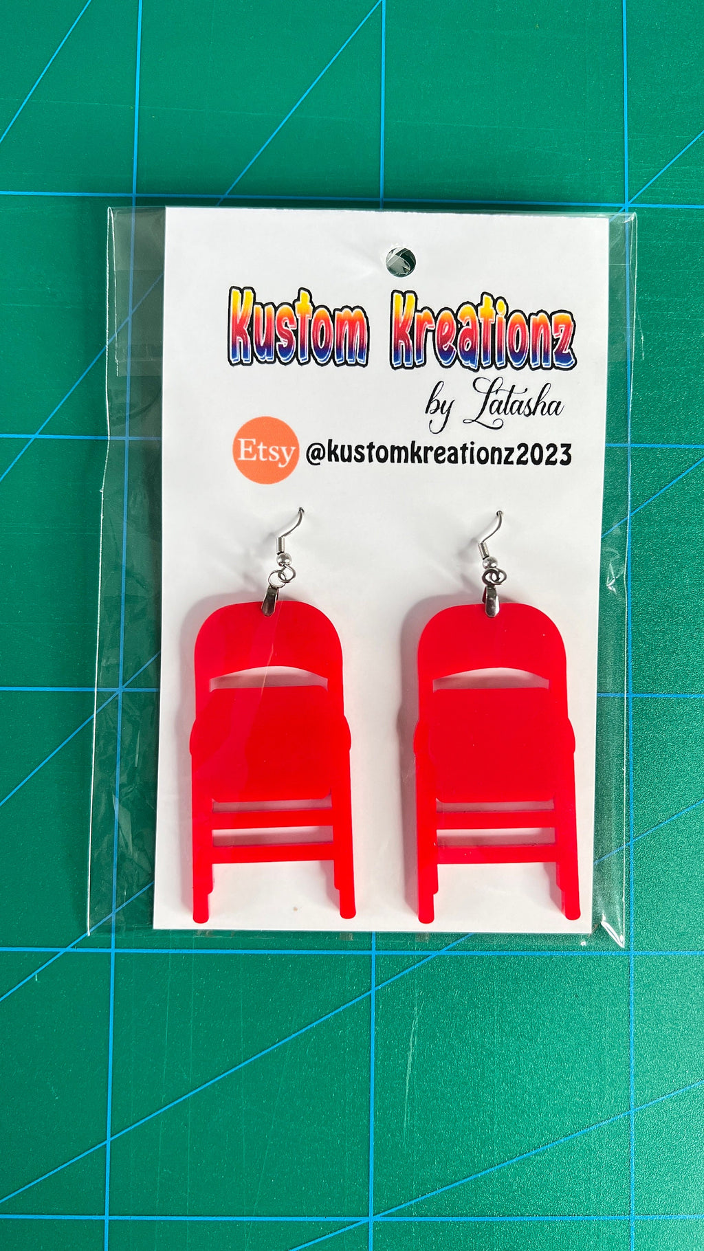 Closed Folding Chair Acrylic Earrings for Alabama Montgomery Brawl 2023 - image 7