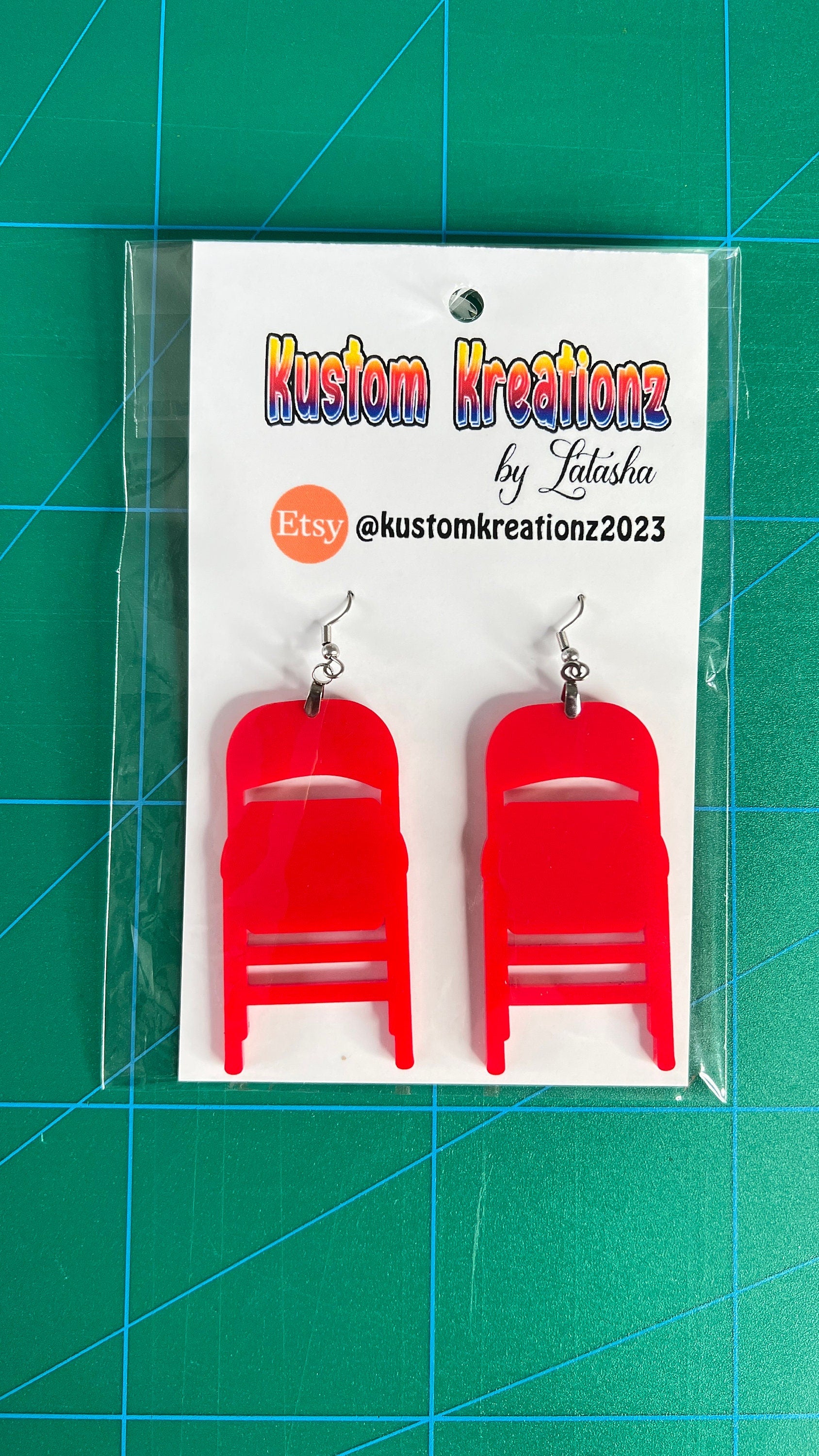 Closed Folding Chair Acrylic Earrings for Alabama Montgomery Brawl 2023 - image 7