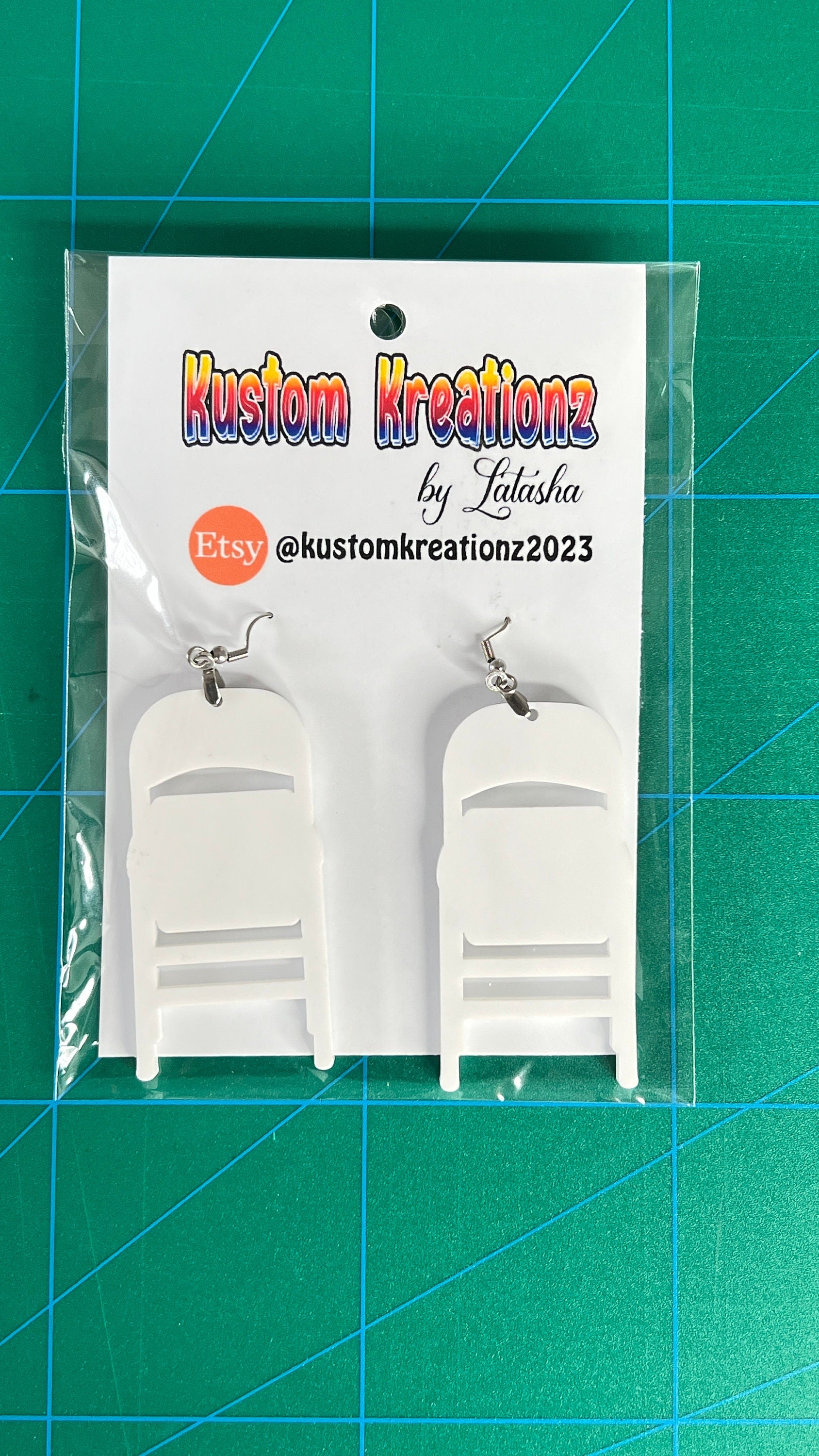 Closed Folding Chair Acrylic Earrings for Alabama Montgomery Brawl 2023 - image 4
