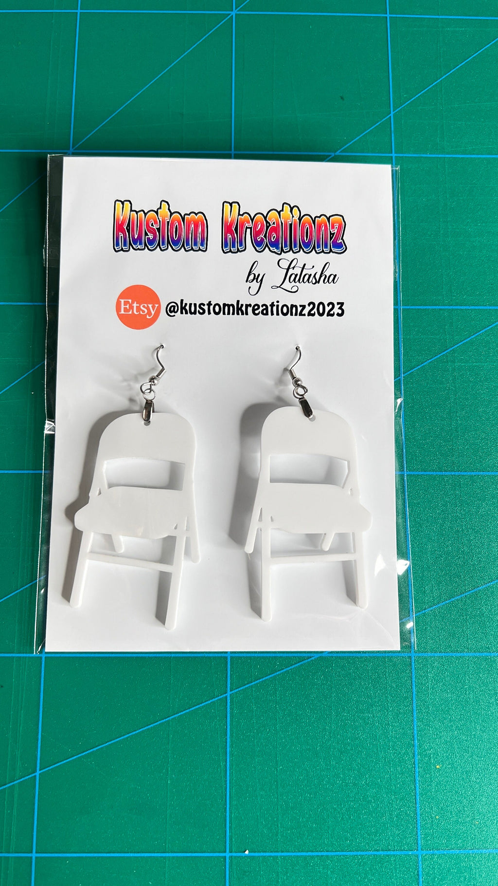 Folding Chair Acrylic Earrings for Alabama Montgomery Brawl 2023 - image 3