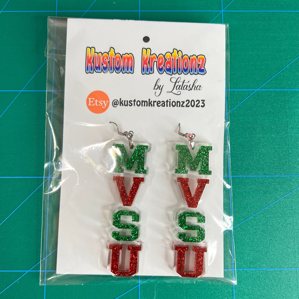 Laser Cut MVSU Acrylic Hypo-allergenic Earrings Glitter or Glossy - image 3