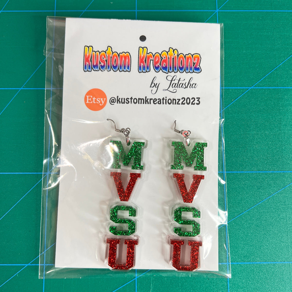 Laser Cut MVSU Acrylic Hypo-allergenic Earrings Glitter or Glossy - image 3