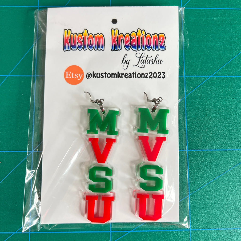 Laser Cut MVSU Acrylic Hypo-allergenic Earrings Glitter or Glossy - image 2