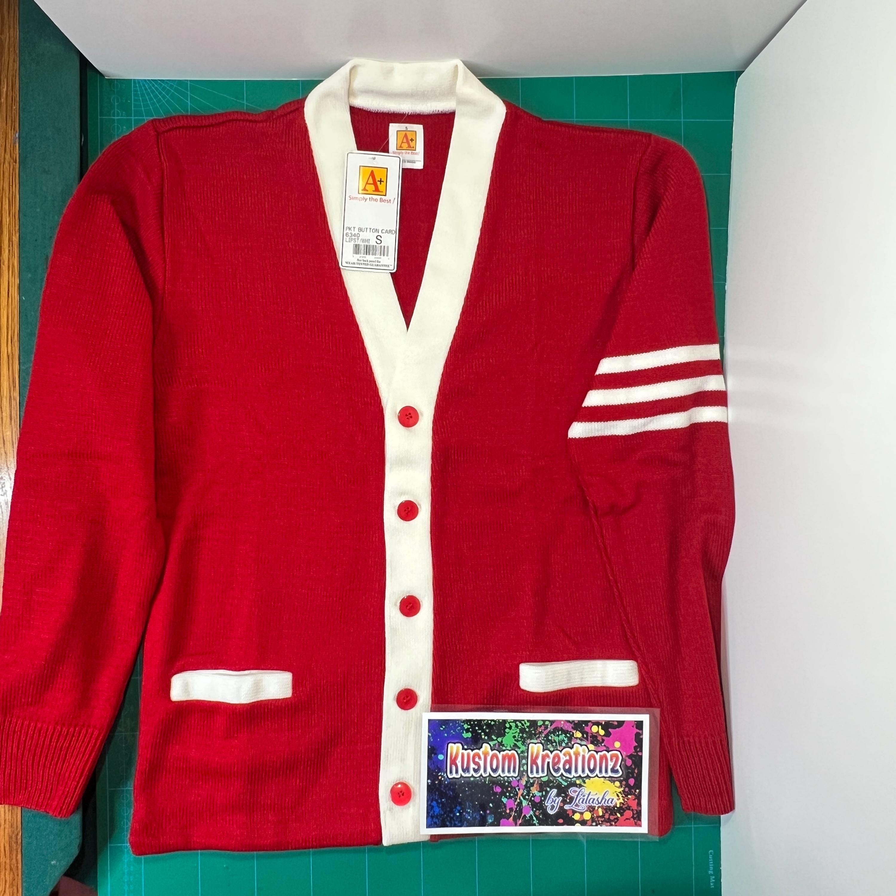 Unisex Varsity Cardigan Red and White - image 2