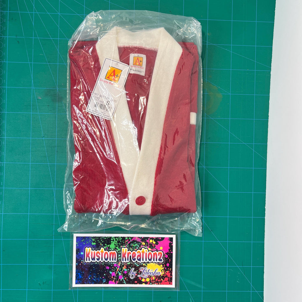Unisex Varsity Cardigan Red and White - image 3