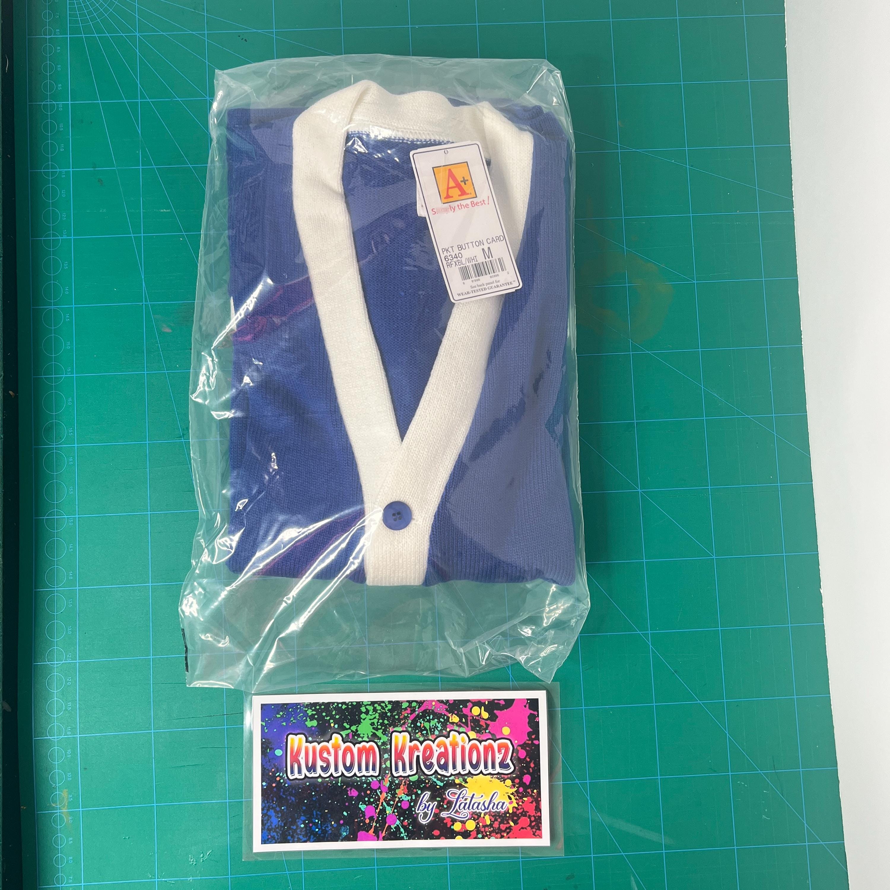 Unisex Varsity Cardigan Royal Blue and White - image 3