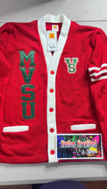 MVSU Athletic Unisex Varsity Cardigan Red and White
