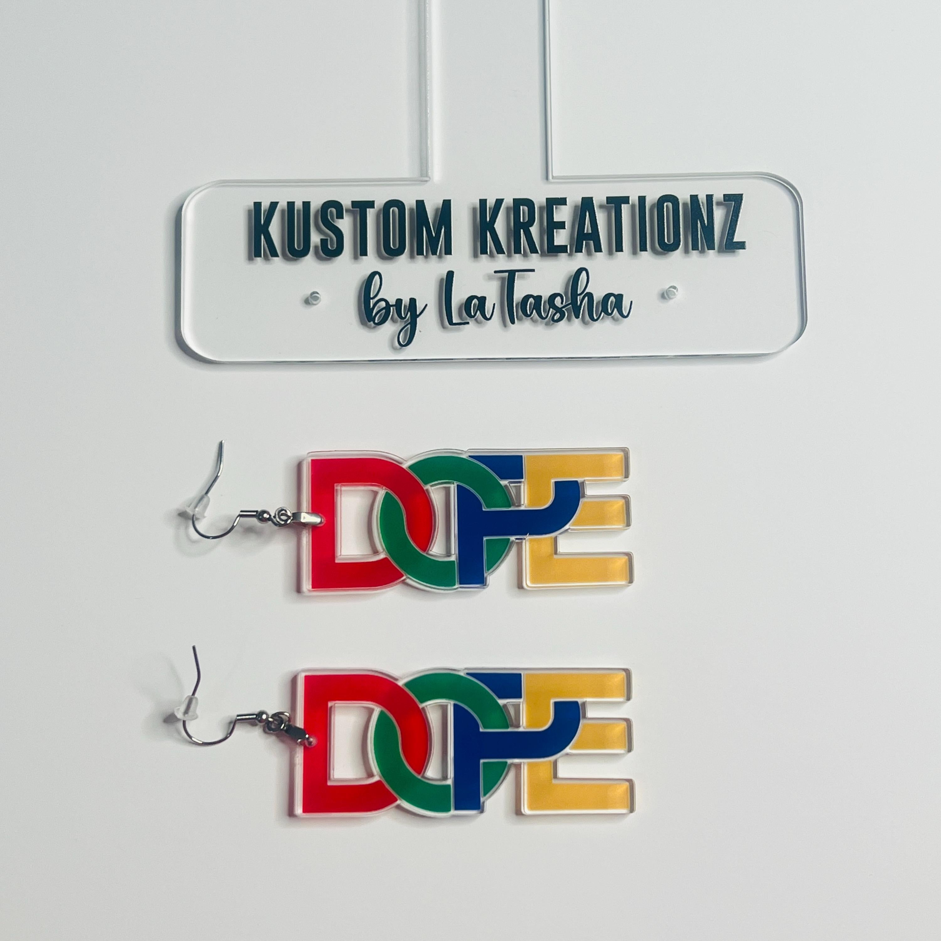 DOPE Statement Double Sided UV Printed Laser Cut Acrylic Earrings